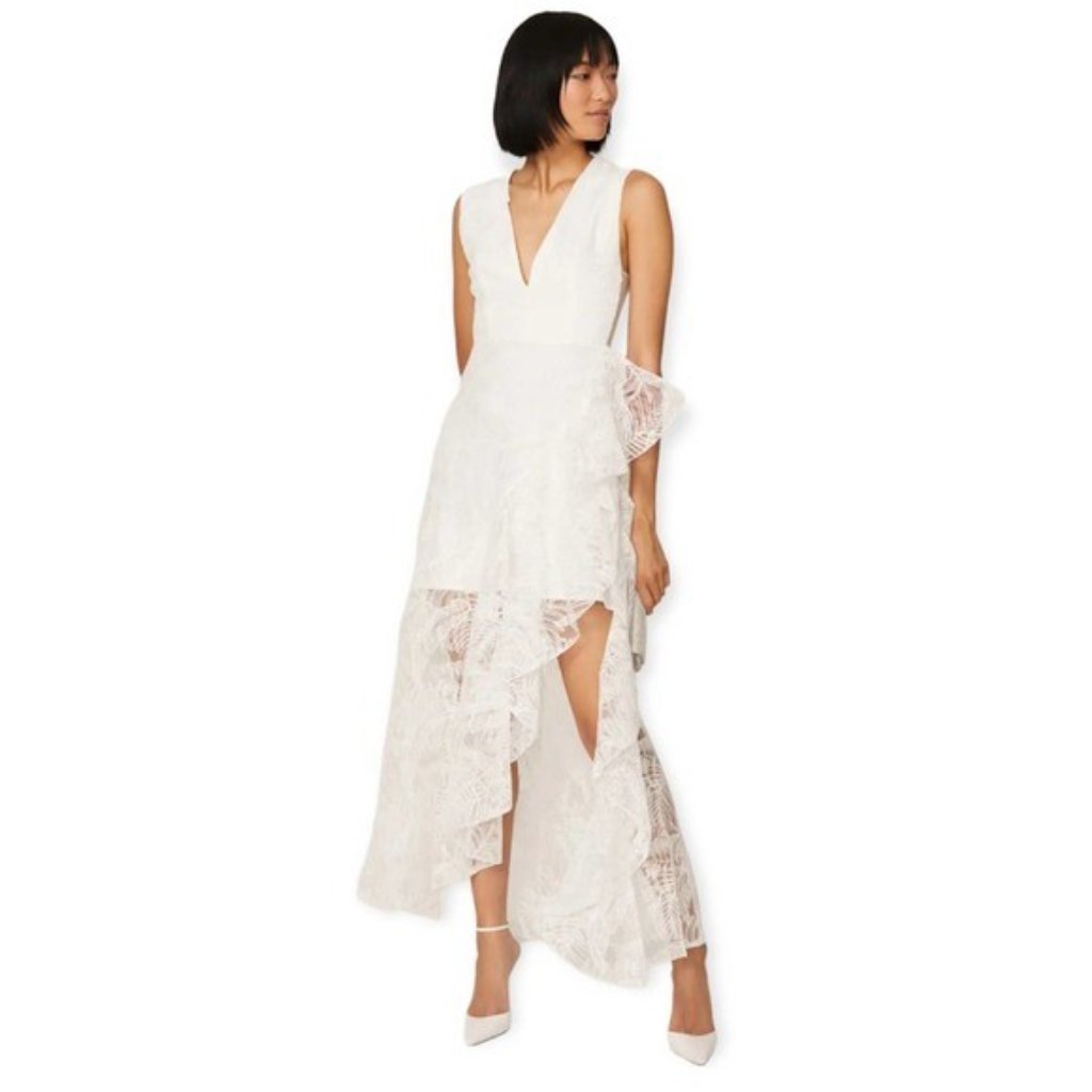 White One 33 Social High-Low Ruffle Dress